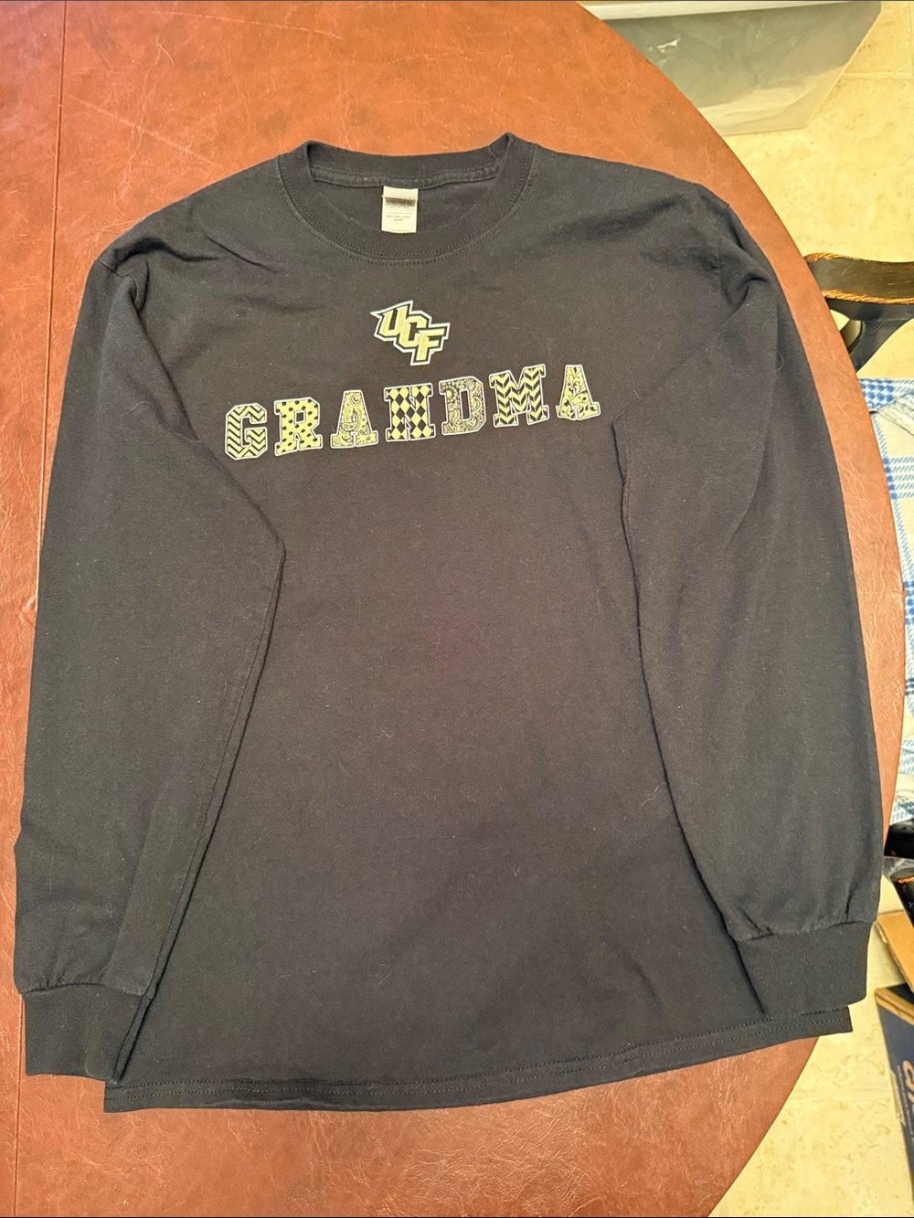 UCF Gildan Black Long-Sleeve Grandma Tee with Yellow Accent
